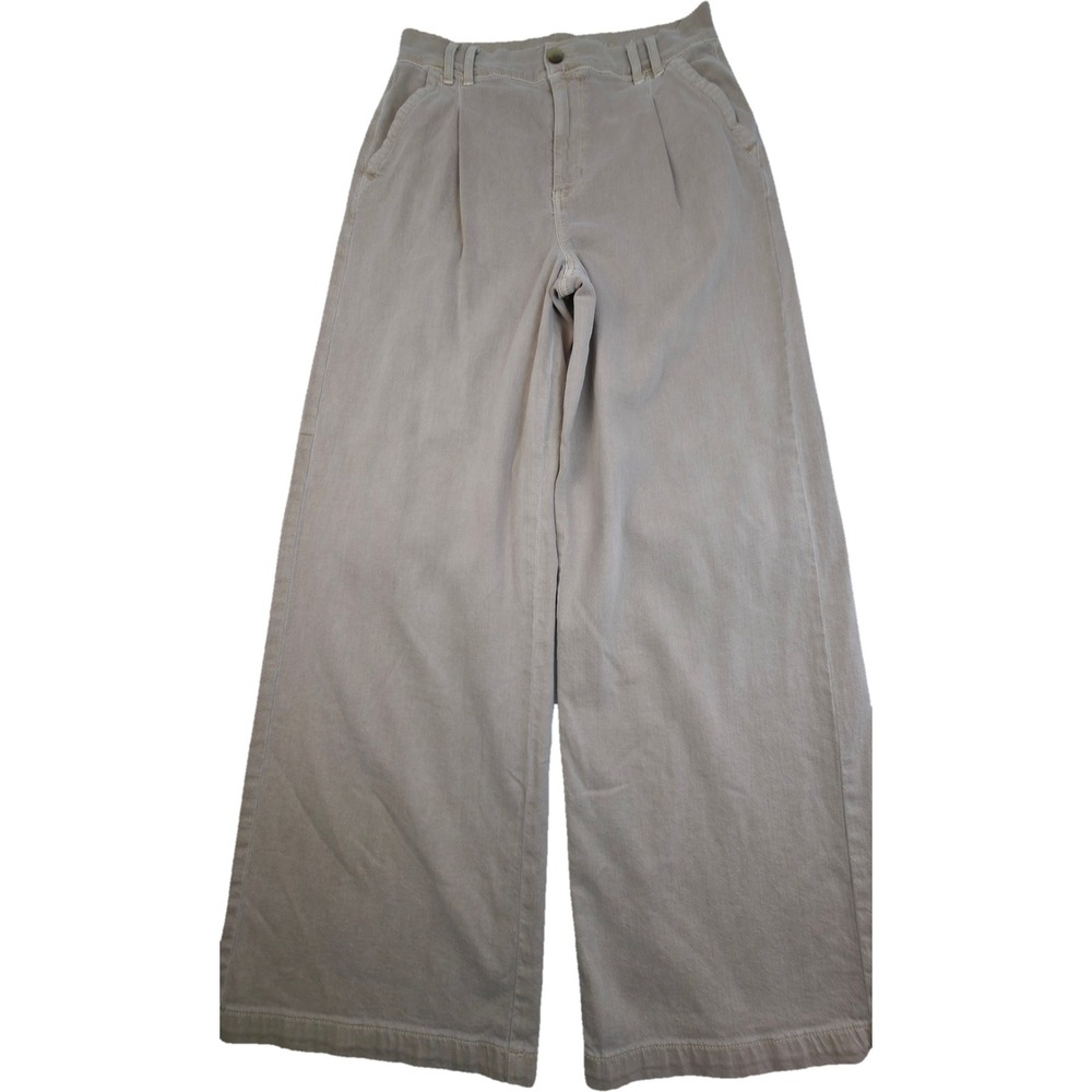 American Eagle Wide Leg Pants Women 6 Tan Pleated Khaki Trouser